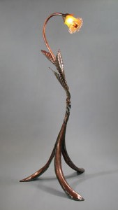 Floor Lamp made of copper and bronze by Rhonda Kap
