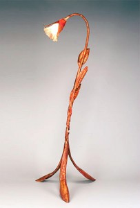 Floor Lamp made of copper and bronze by Rhonda Kap