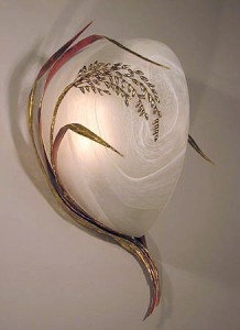 Custom Rice Sconce made of copper, bronze and glass