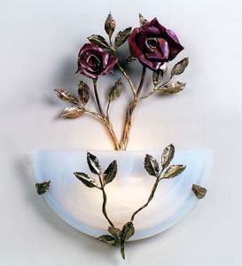 Custom Rose Sconce made of copper, bronze and glass