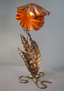 Custom Table Lamp made of copper and bronze.
