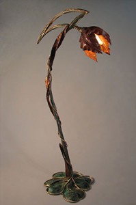 Floor Lamp 6' tall made from copper and bronze.