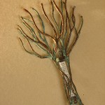 Copper and bronze tree of life mezuzah.