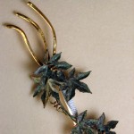 Copper patina Grape Leaf Mezuzah.