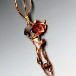 Copper and bronze Rose Mezuzah.