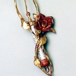 Copper and bronze Rose Mezuzah.