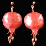 Pomegranate Earrings 2 1/2" x 1 1/4".