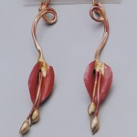 Long Leaf Earrings Made from Copper and bronze