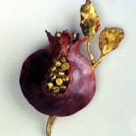 Pomegranate Pin made from copper and bronze.