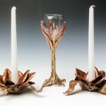 Copper and bronze Rose Candle Holder