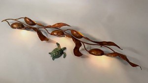 Copper seaweed Sconce. With LED lights.