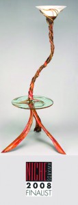 Table Lamp, copper and by Rhonda Kap, Glass by Alisha Volotzky. Niche Award Finalist