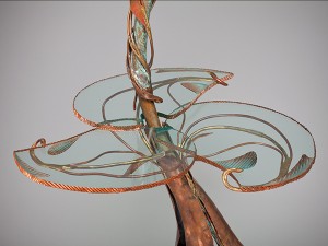 Table Lamp, copper and bronze by Rhonda Kap, Glass by Alisha Volotzky.