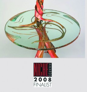 Table Lamp, copper and by Rhonda Kap, Glass by Alisha Volotzky. Niche Award Finalist