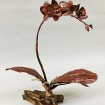 Copper and Bronze Welded Orchid sculpture