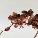 Copper and Bronze Welded Orchid Sculpture Close Up