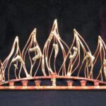 Flame Menorah Hunukiah Copper and Bronze